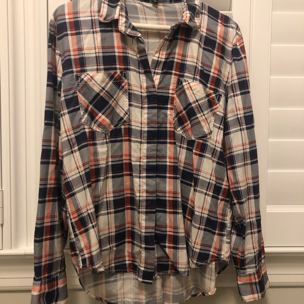 AQUA Plaid High-Low Top